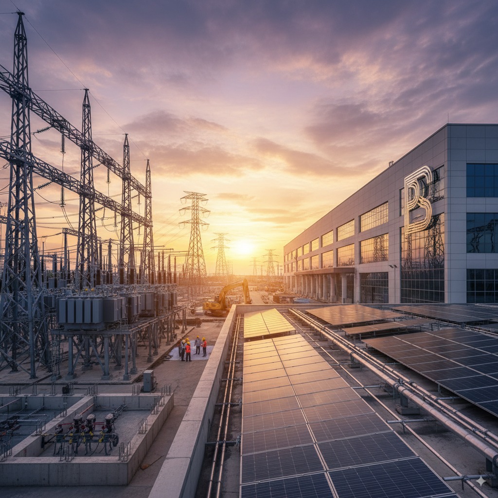 Instalación de transformador eléctrico industrial